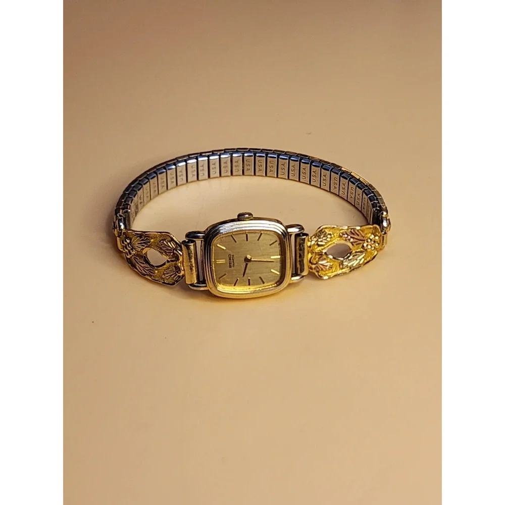 Vintage SEIKO Watch‎ STAMPER Signed 10k Black Hills Gold Women's 10K Yellow Gold